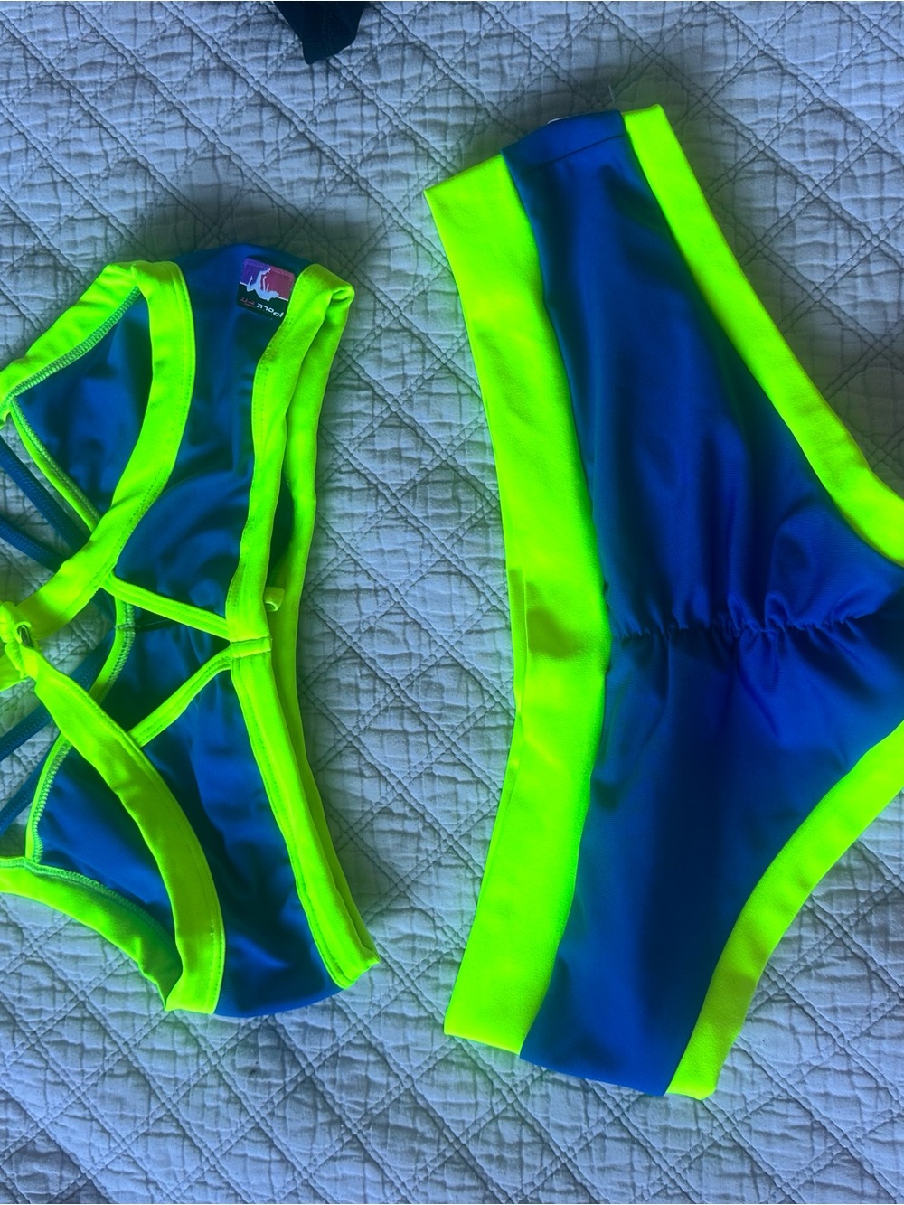 Girls' Neon Yellow and Blue Two-Piece Swim Set